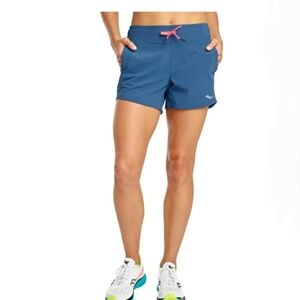 Saucony Blue Ramble Athletic Shorts with Pink Drawstring Size S